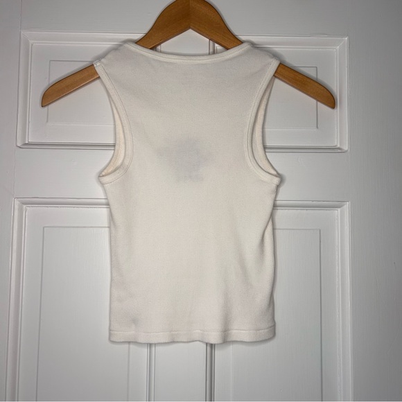 Brandy Melville White Tank Top with Japan Embroidery - Picture 4 of 4